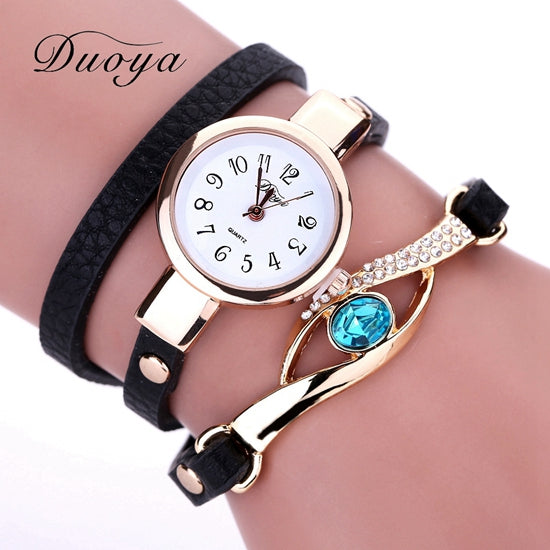 Women Luxury Gold Eye Gemstone Dress Watches